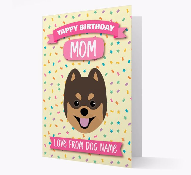 Personalized Card 'Yappy Birthday Mom' with {breedCommonName} Icon